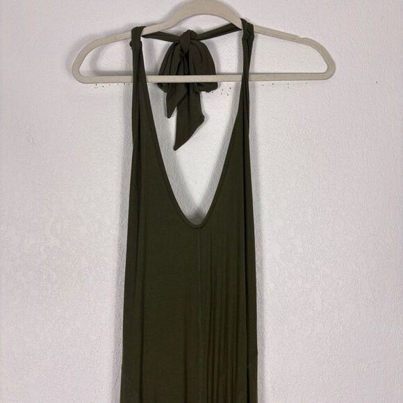 Imbodhi Women's Green Ribbed Halter Wide Leg Jumpsuit Size Large - Picture 2 of 11